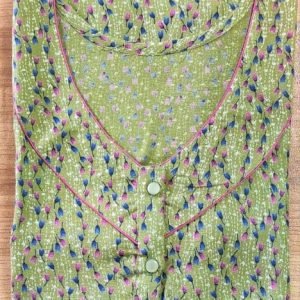 Arjey's Loose Fit Nighty Long Maxi Sleepwear Nightgown with Pockets for Women's or Ladies with Printed Super Soft Comfortable Design - Pista green