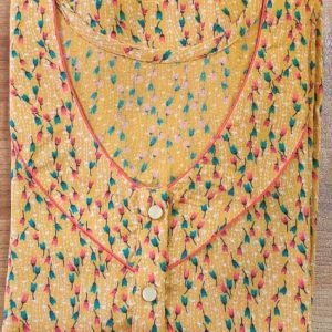 Arjey's Loose Fit Nighty Long Maxi Sleepwear Nightgown with Pockets for Women's or Ladies with Printed Super Soft Comfortable Design - Yellow