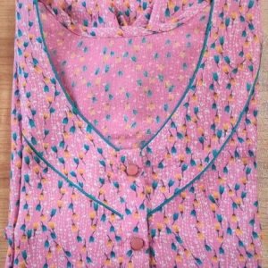 Arjey's Loose Fit Nighty Long Maxi Sleepwear Nightgown with Pockets for Women's or Ladies with Printed Super Soft Comfortable Design - Pink