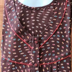 Arjey's Loose Fit Nighty Long Maxi Sleepwear Nightgown with Pockets for Women's or Ladies with Printed Super Soft Comfortable Design - Brown