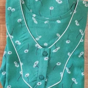 Arjey's Loose Fit Nighty Long Maxi Sleepwear Nightgown with Pockets for Women's or Ladies with Printed Super Soft Comfortable Design - Sea Green