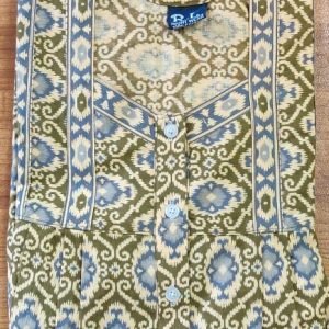 Arjey's Loose Fit Nighty Long Maxi Sleepwear Nightgown with Pockets for Women's or Ladies with Printed Super Soft Comfortable Design - Mehndi Green