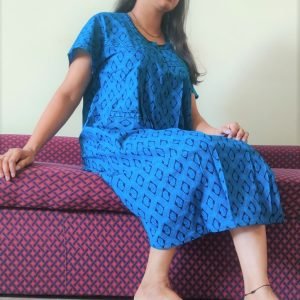 Arjey's Women Wear Cotton Nighty Sleepwear Nightdress Short Maxi Free Size Nighties Blue