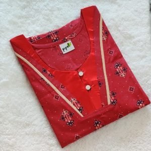 Arjey's Women Wear Cotton Nighty Sleepwear Nightdress Long Maxi Free Size Nighties Red