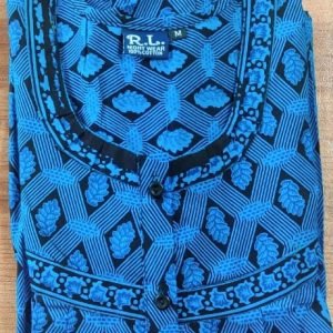Arjey's Loose Fit Nighty Short Maxi Sleepwear Nightgown with Pocket for Women's or Ladies with Printed Super Soft Comfortable Design - Blue