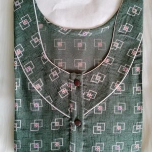 Arjey's Loose Fit Nighty Long Maxi Sleepwear Nightgown with Pockets for Women's or Ladies with Printed Super Soft Comfortable Design - Dark Green