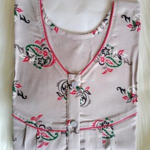 Arjey's Loose Fit Nighty Long Maxi Sleepwear Nightgown with Pockets for Women's or Ladies with Printed Super Soft Comfortable Design - White