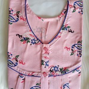 Arjey's Loose Fit Nighty Long Maxi Sleepwear Nightgown with Pockets for Women's or Ladies with Printed Super Soft Comfortable Design - Light Pink