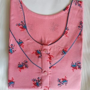 Arjey's Loose Fit Nighty Long Maxi Sleepwear Nightgown with Pockets for Women's or Ladies with Printed Super Soft Comfortable Design - Pink