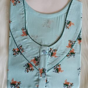 Arjey's Loose Fit Nighty Long Maxi Sleepwear Nightgown with Pockets for Women's or Ladies with Printed Super Soft Comfortable Design - Powder Blue