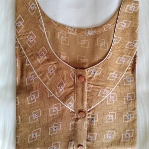 Arjey's Loose Fit Nighty Long Maxi Sleepwear Nightgown with Pockets for Women's or Ladies with Printed Super Soft Comfortable Design - Brown