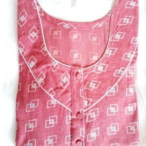 Arjey's Loose Fit Nighty Long Maxi Sleepwear Nightgown with Pockets for Women's or Ladies with Printed Super Soft Comfortable Design - Pink