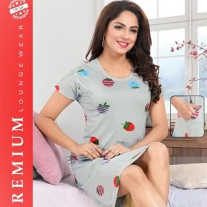 Arjey's Loose Fit Nighty Short Maxi Sleepwear Nightgown with pocket for Women's or Ladies with Printed Super Soft Comfortable Design - Grey
