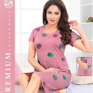 Arjey's Loose Fit Nighty Short Maxi Sleepwear Nightgown with pocket for Women's or Ladies with Printed Super Soft Comfortable Design - Light Pink
