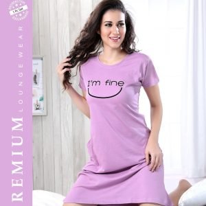 Arjey's Loose Fit Nighty Short Maxi Sleepwear Nightgown with pocket for Women's or Ladies with Printed Super Soft Comfortable Design - Light Purple