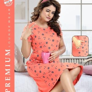 Arjey's Loose Fit Nighty Short Maxi Sleepwear Nightgown with pocket for Women's or Ladies with Printed Super Soft Comfortable Design - Orange