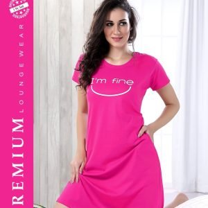 Arjey's Loose Fit Nighty Short Maxi Sleepwear Nightgown with pocket for Women's or Ladies with Printed Super Soft Comfortable Design - Pink